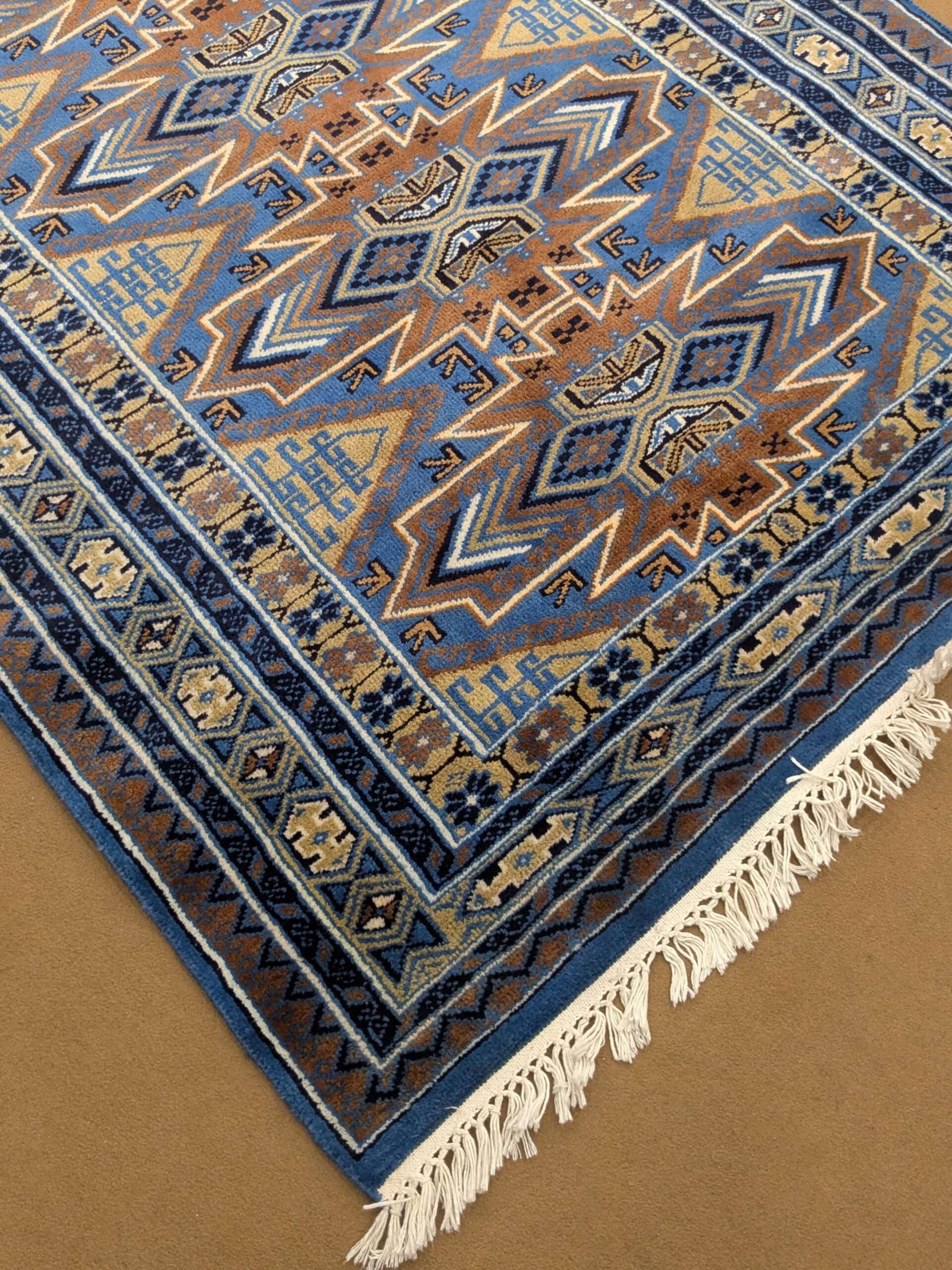 Blue Tribal Hand Knotted Wool Carpet - 4FT X 6FT | 120CM X 180CM - Image 5