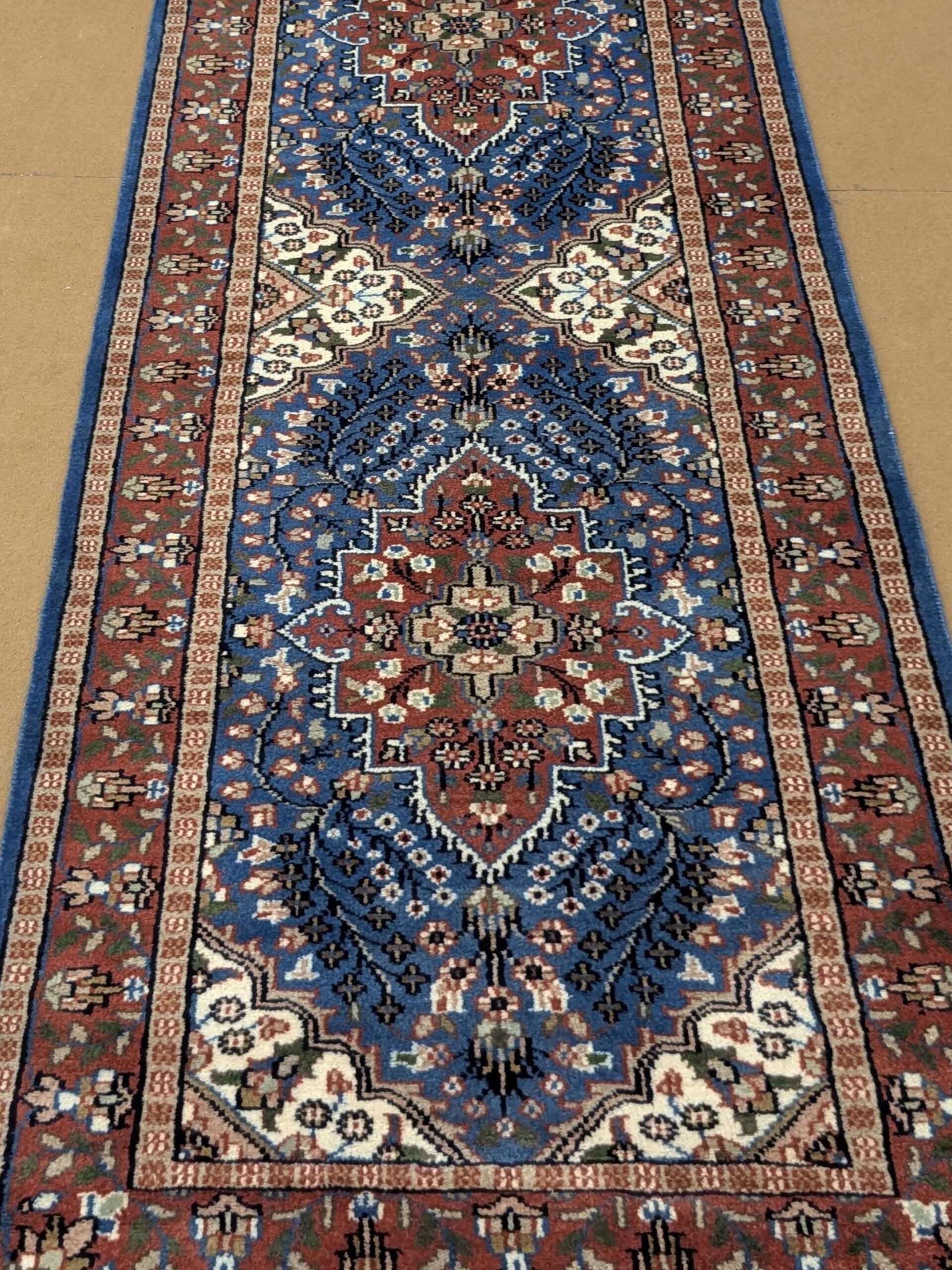 Blue Persian Hand Knotted Runner Wool Carpet - 2.5FT X 10FT | 75CM X 300CM - Image 6