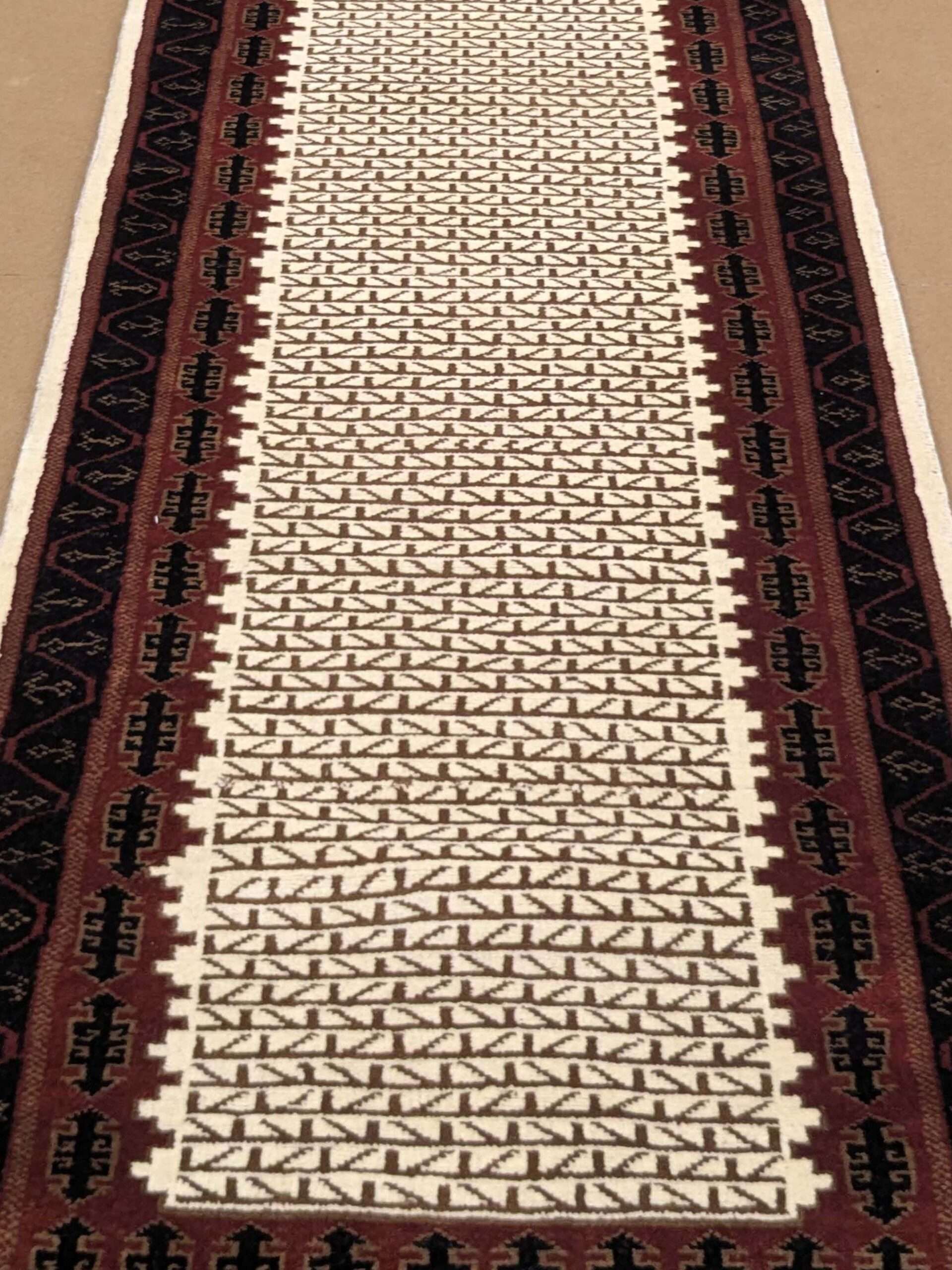 Beige Tribal Hand Knotted Runner Wool Carpet - 2.5FT X 10FT | 75CM X 300CM - Image 6