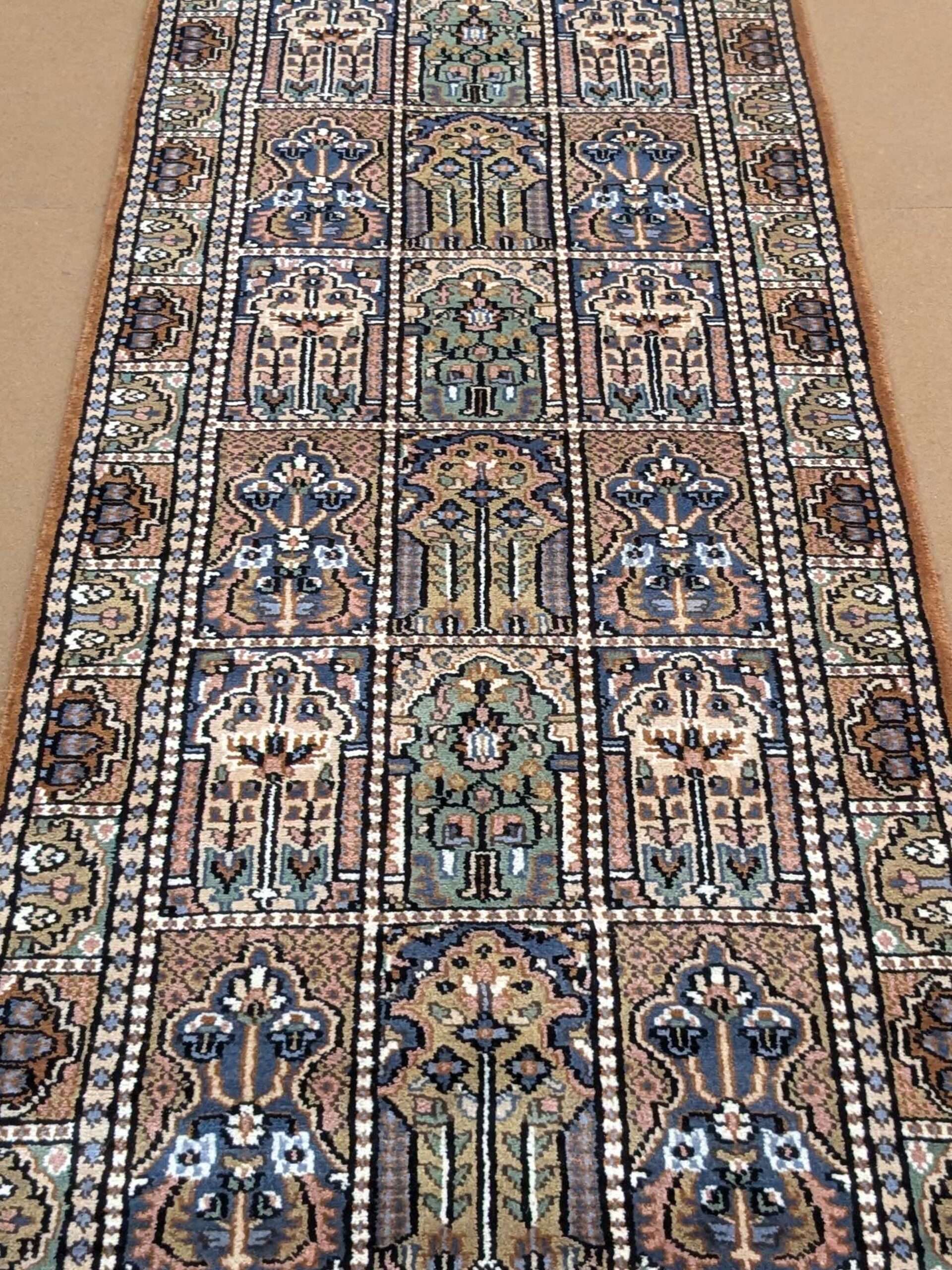 Mughal Garden Hand Knotted Runner Wool Carpet - 2.5FT X 10FT | 75CM X 300CM - Image 6