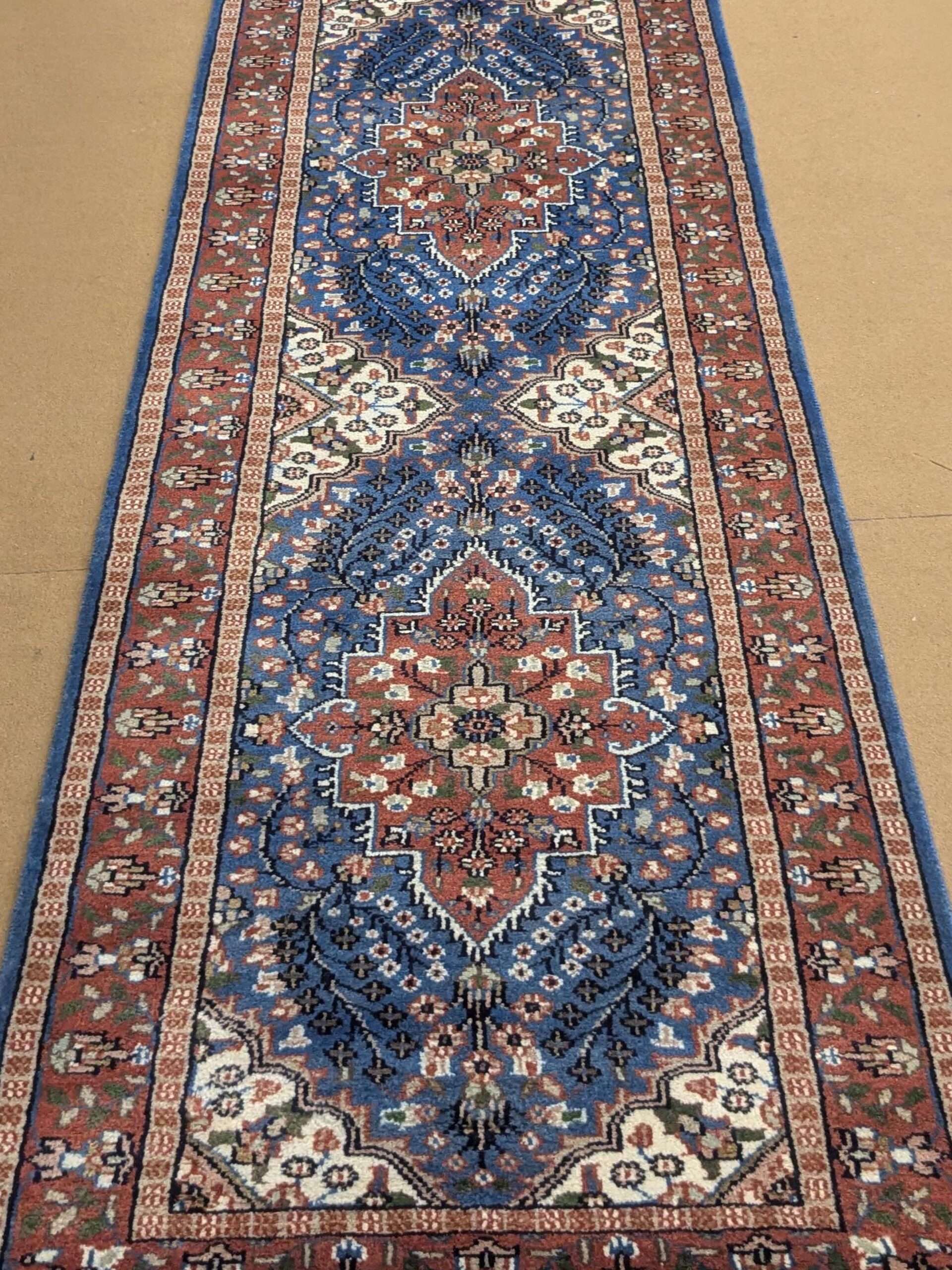 Blue Persian Hand Knotted Runner Wool Carpet - 2.5FT X 10FT | 75CM X 300CM - Image 6