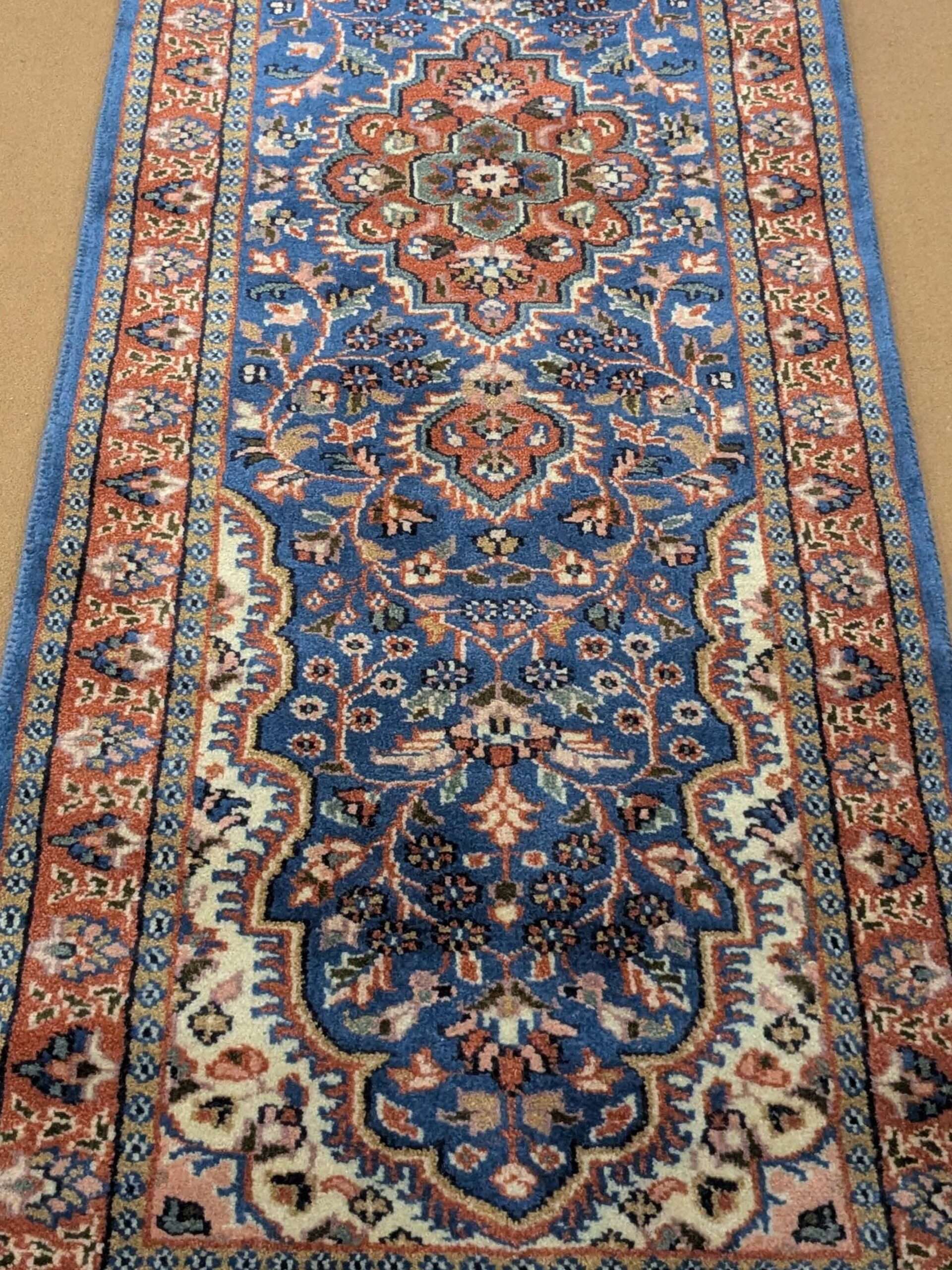 Blue Persian Hand Knotted Runner Wool Carpet - 2FT X 6FT | 60CM X 180CM - Image 6