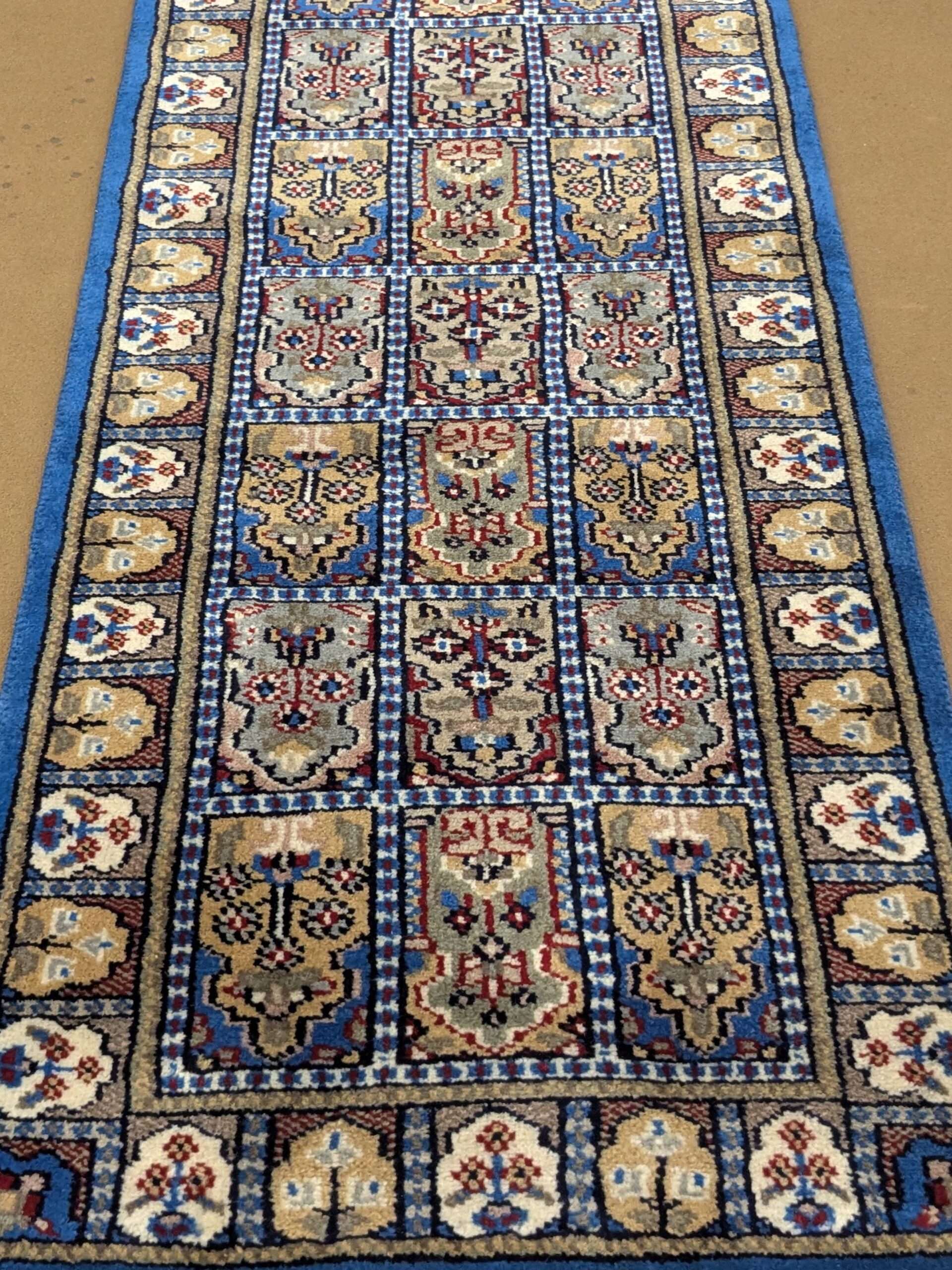 Blue Mughal Garden Hand Knotted Runner Wool Carpet - 2FT X 6FT | 60CM X 180CM - Image 5