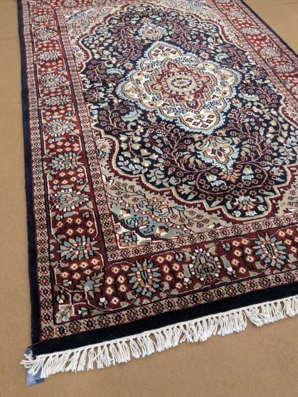 Blue Persian Design Hand Knotted Wool Carpet - 4FT X 6FT | 120CM X 180CM - Image 5
