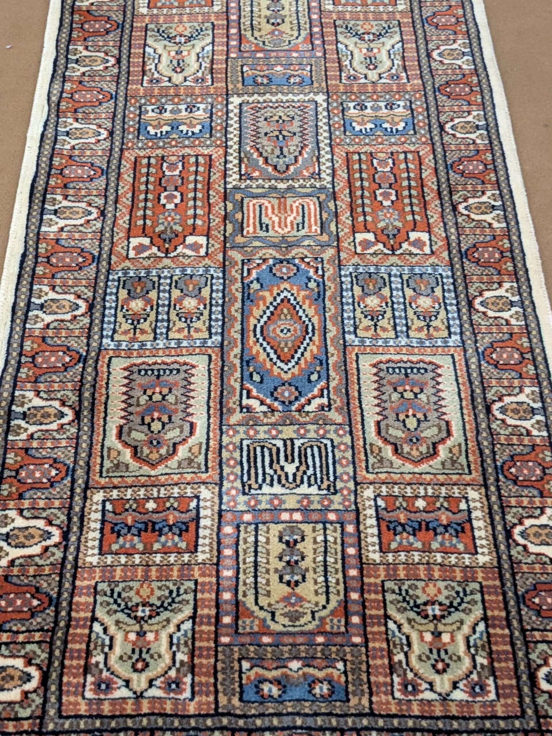 White Mughal Garden Hand Knotted Runner Wool Carpet - 2FT X 6FT | 60CM X 180CM - Image 5