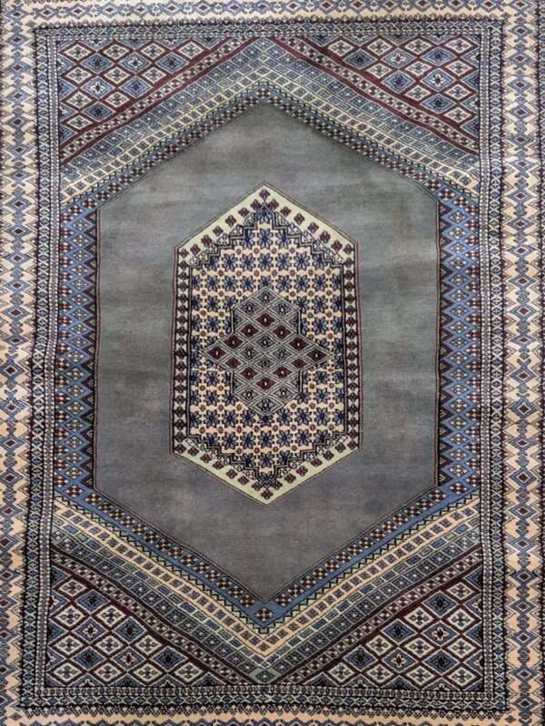 Grey Kirman Hand Knotted Wool Carpet - 4FT X 6FT | 120CM X 180CM - Image 5