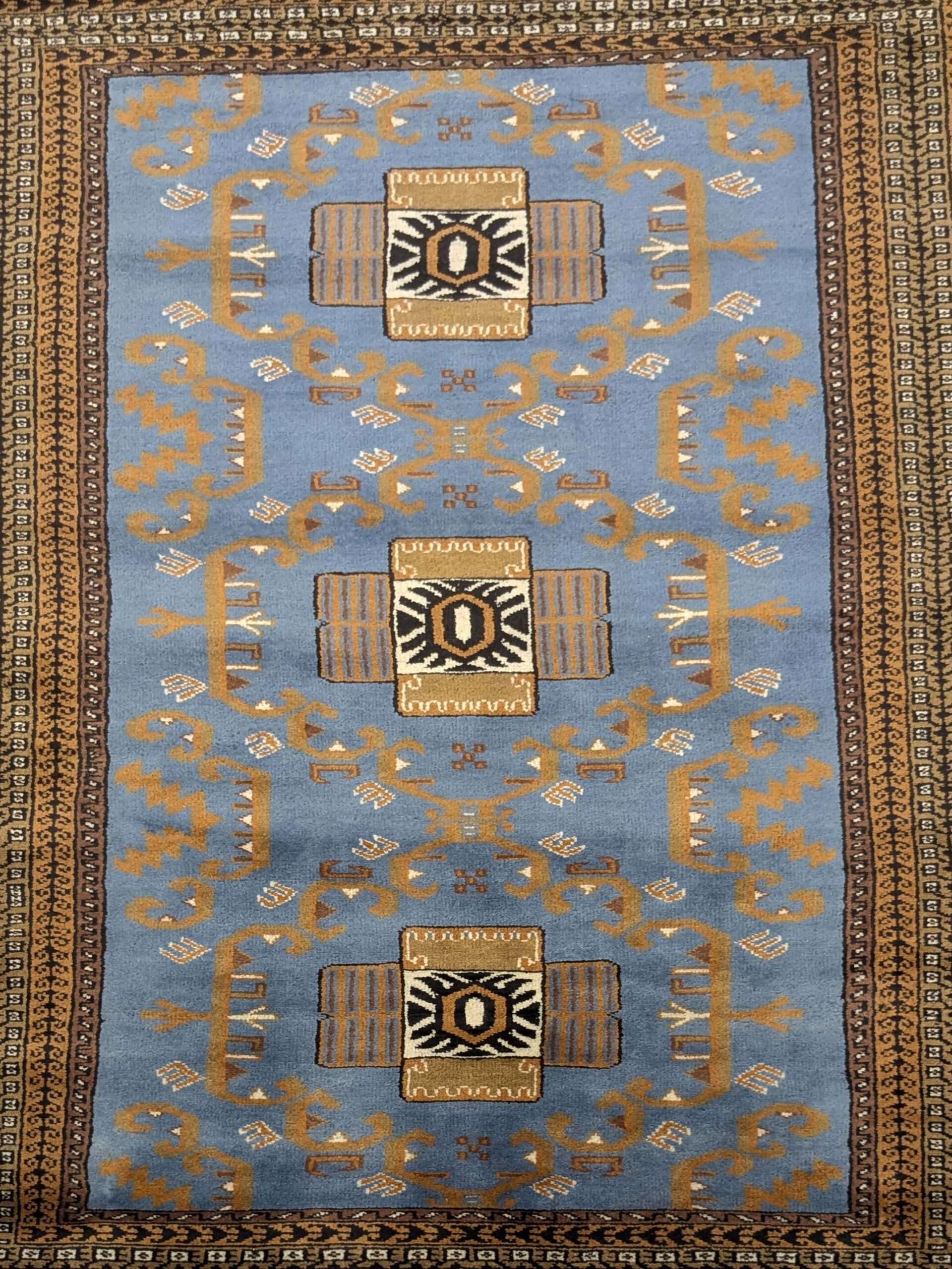 Blue Tribal Hand Knotted Wool Carpet - 4FT X 6FT | 120CM X 180CM - Image 5