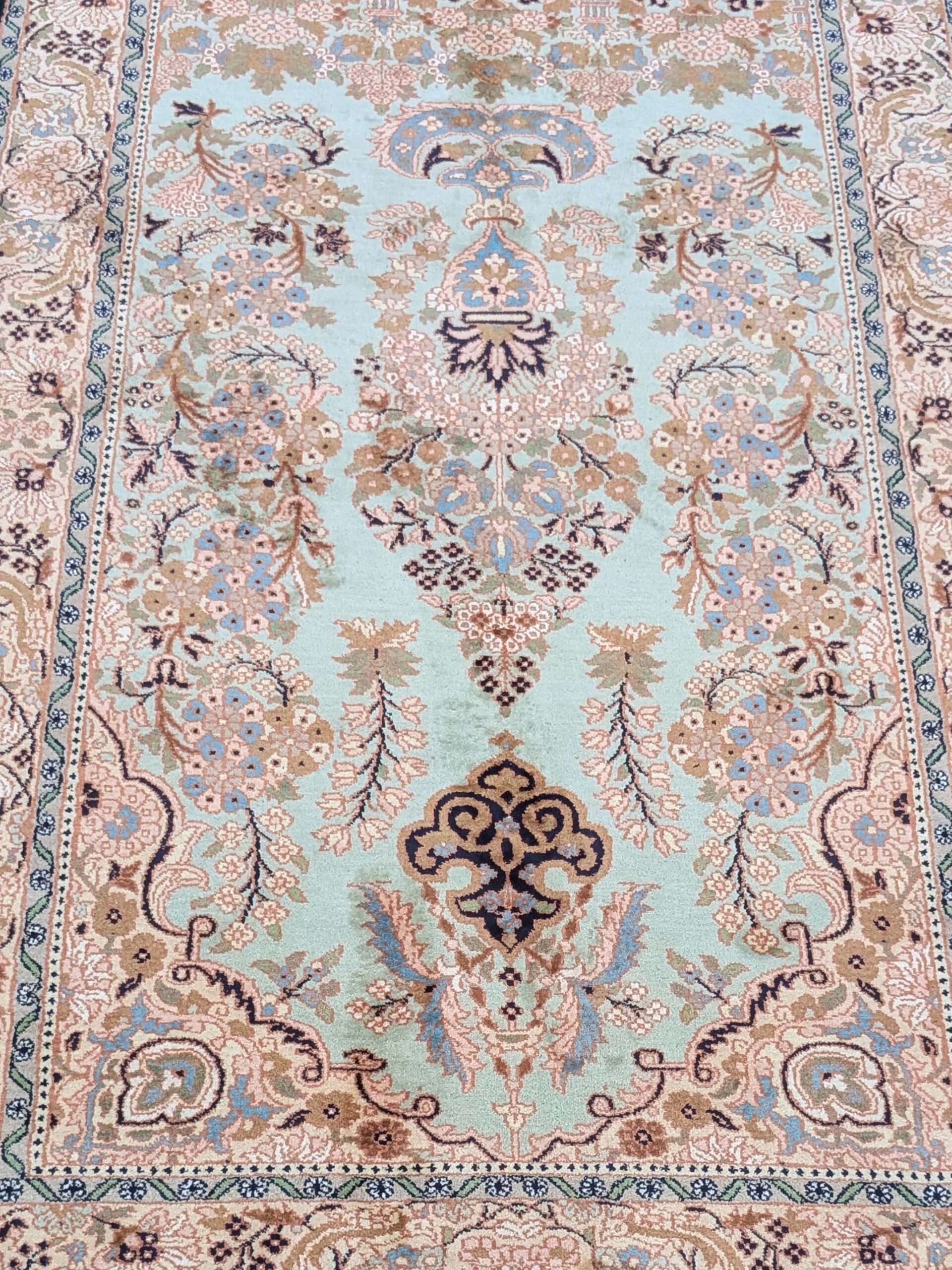 Blue Persian Silk On Cotton Knotted Carpet - 3FT X 5FT | 90CM X 150CM - Image 5