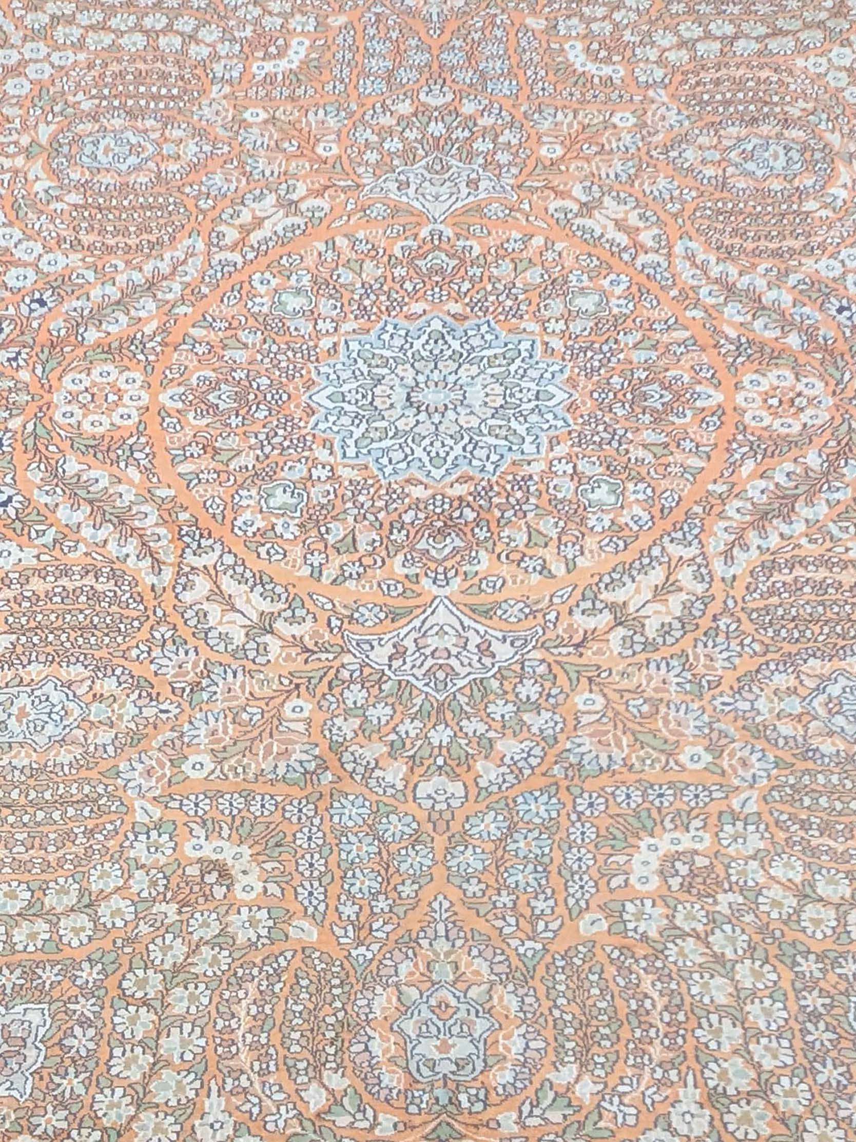 Unique Traditional Design Silk On Cotton Knotted Carpet - 6FT X 9FT | 180CM X 270CM - Image 5