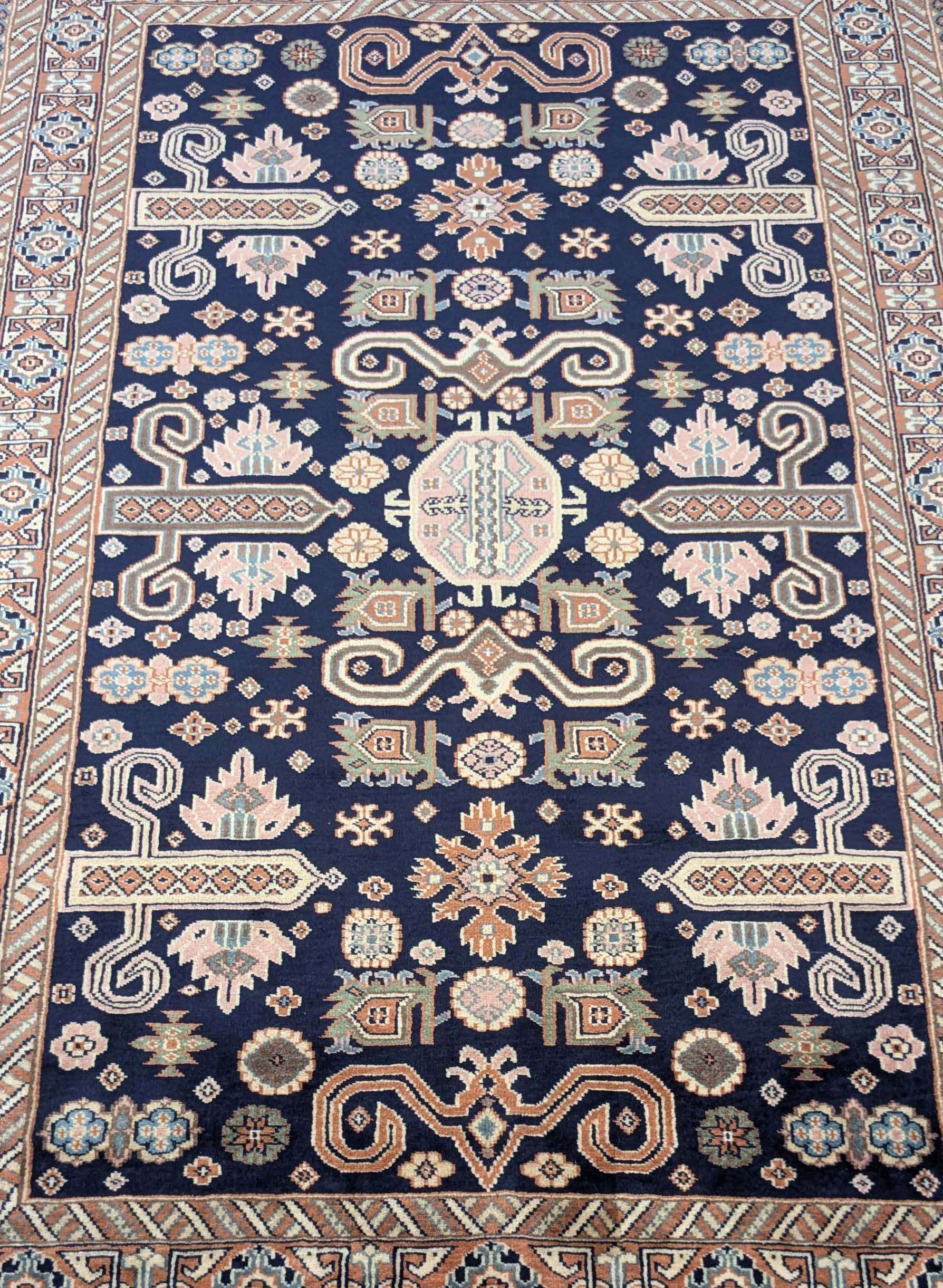 Blue Tribal Hand Knotted Wool Carpet - 4FT X 6FT | 120CM X 180CM - Image 5