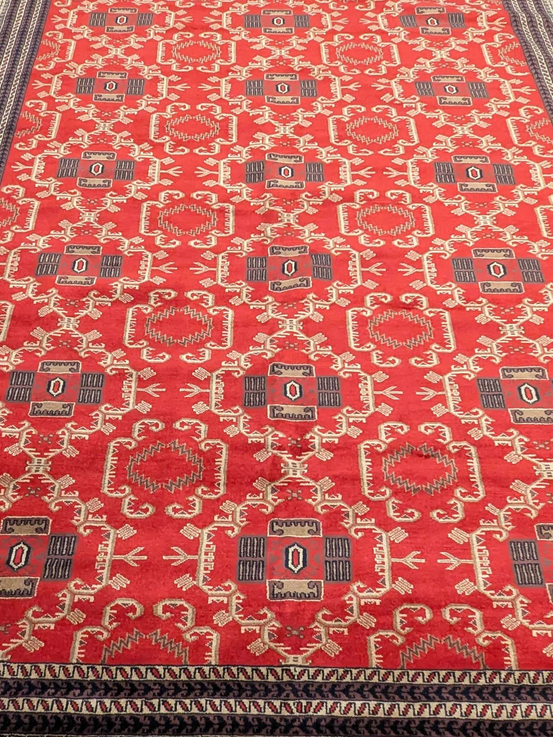 Red Tribal Hand Knotted Wool Carpet - 9FT X 12FT | 270CM X 360CM - Image 6