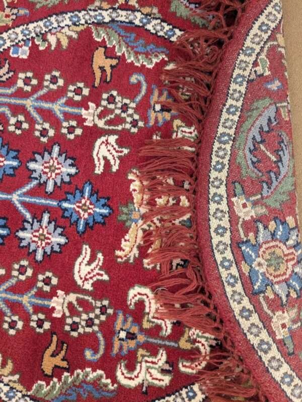 Red Tribal Hand Knotted Round Wool Carpet - 3FT X 3FT | 90CM X 90CM ...
