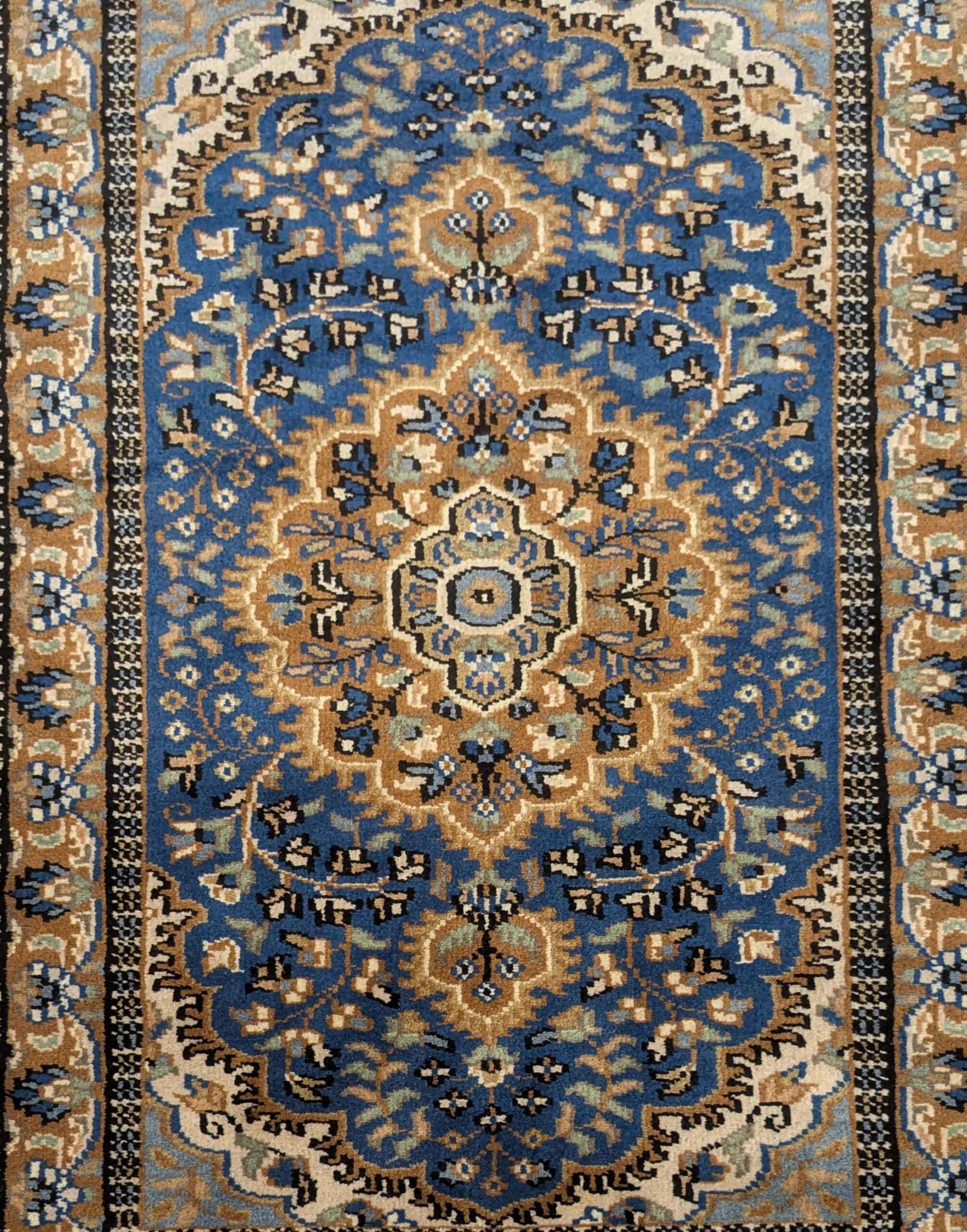 Blue Persian Hand Knotted Wool Carpet - 2.5FT X 4FT | 76CM X 122CM - Image 5