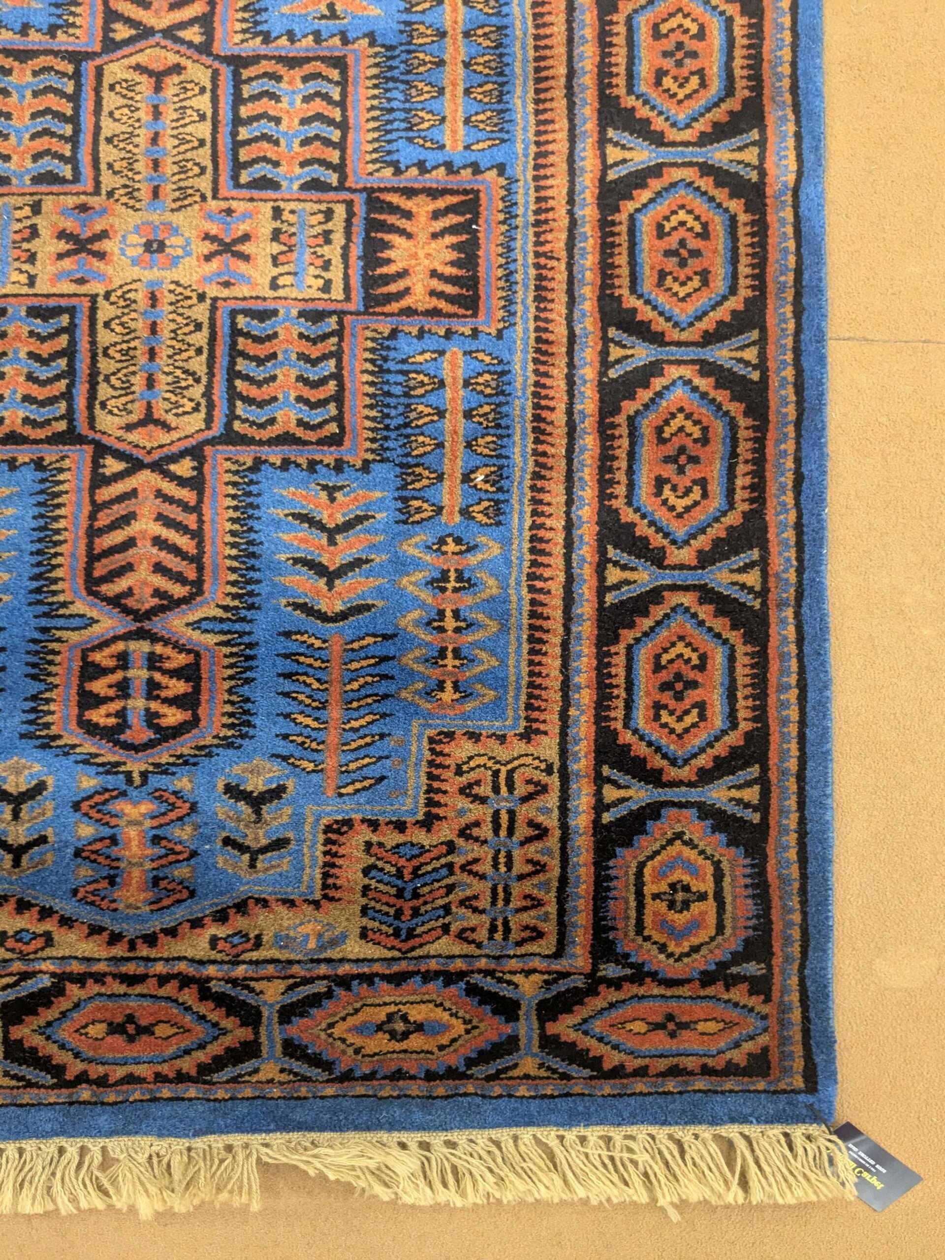 Blue Tribal Hand Knotted Wool Carpet - 2.5FT X 4FT | 76CM X 122CM - Image 5