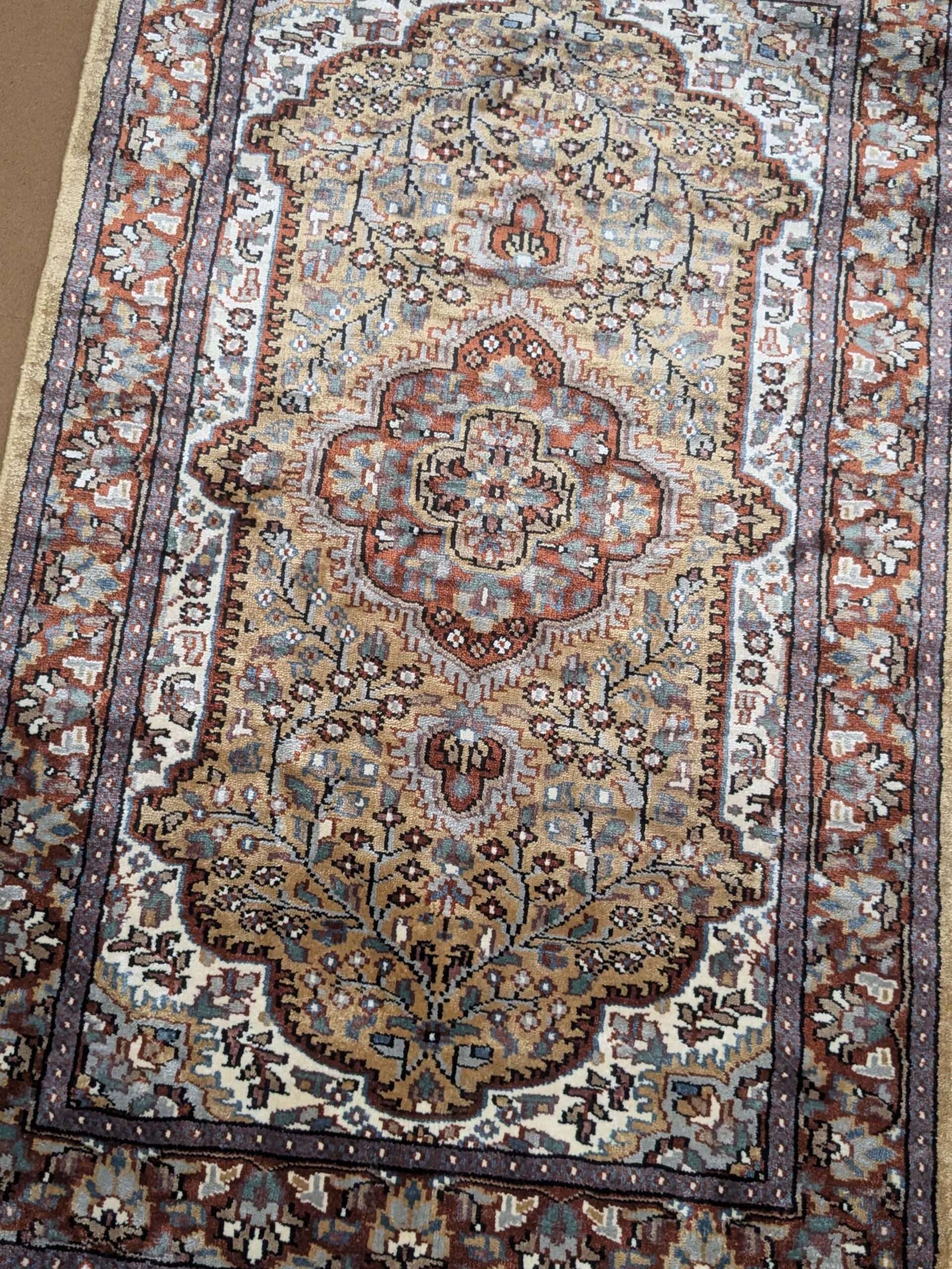Beige Persian Knotted Wool Carpet - 2.5FT X 4FT | 76CM X 122CM - Image 5