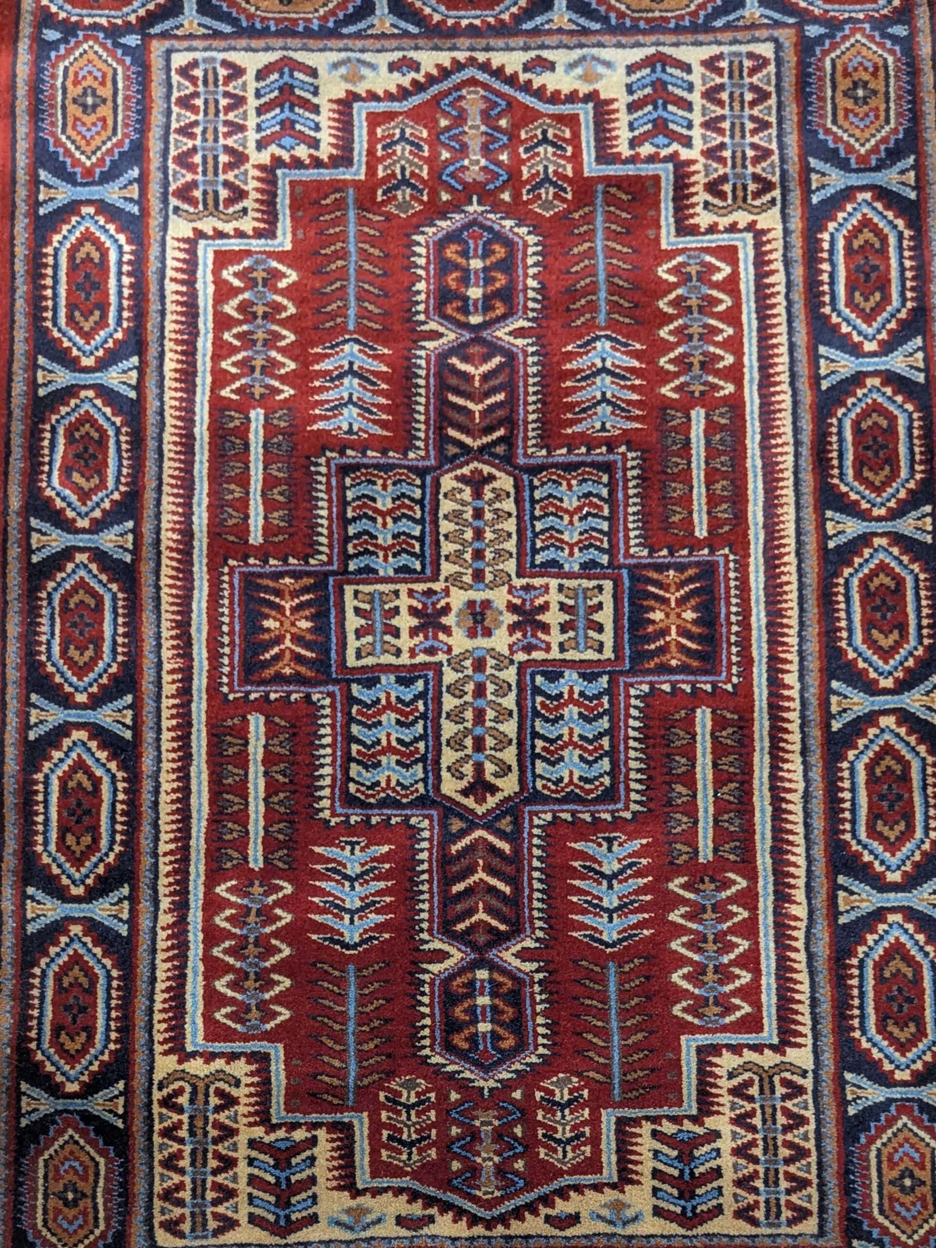 Red Tribal Hand Knotted Wool Carpet - 2.5FT X 4FT | 76CM X 122CM - Image 5