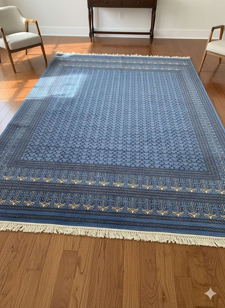 Blue Family Design Hand Knotted Wool Carpet - 9FT X 12FT | 270CM X 360CM - Image 7