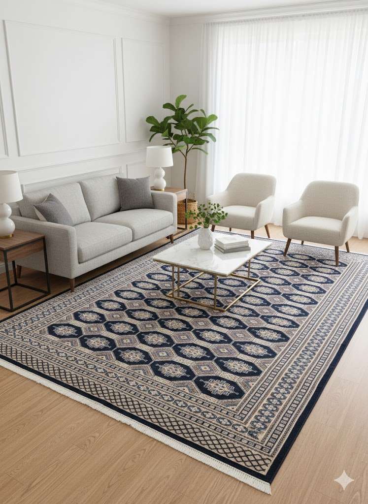 Blue Tribal Hand Knotted Wool Carpet - 8FT X 10FT | 240CM X 300CM - Image 2