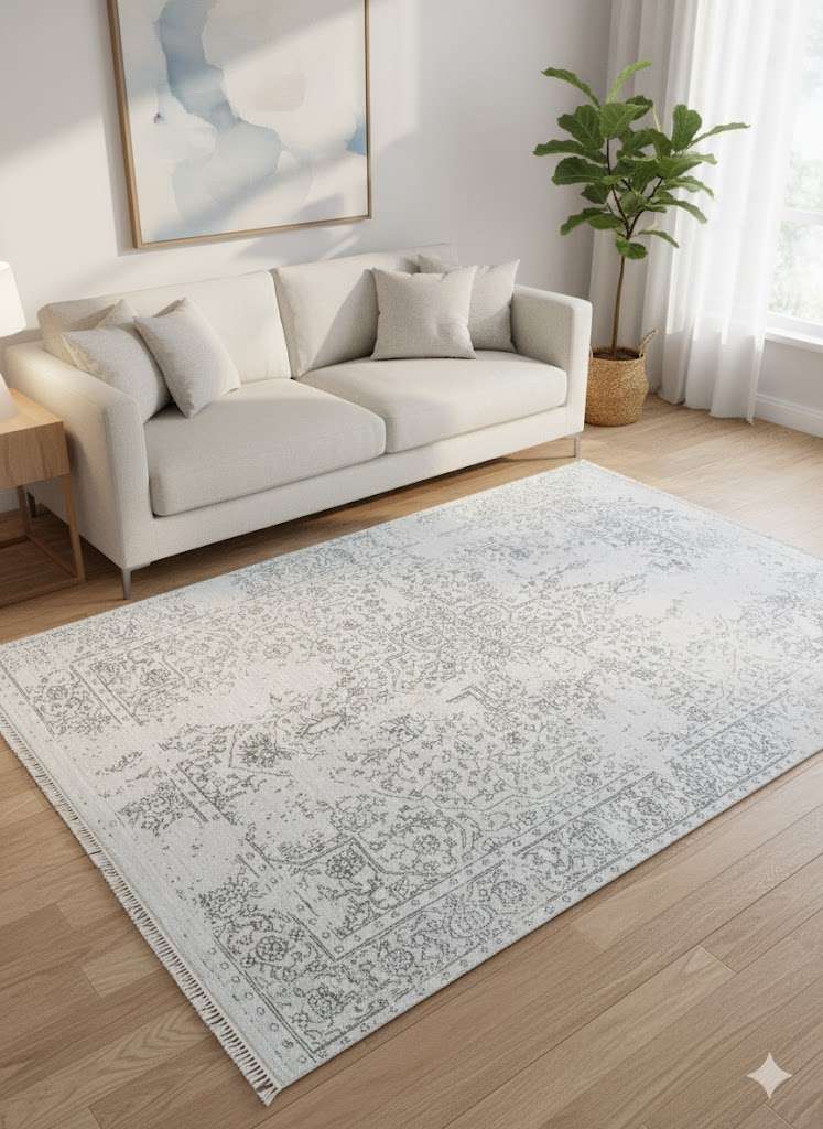 Beige Modern Design Hand Knotted Wool Carpet - 5FT X 7FT | 150CM X 210CM - Image 2