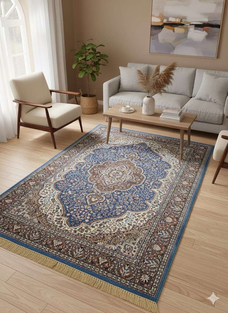 Blue Persian Hand Knotted Wool Carpet - 5FT X 7FT | 150CM X 210CM - Image 2
