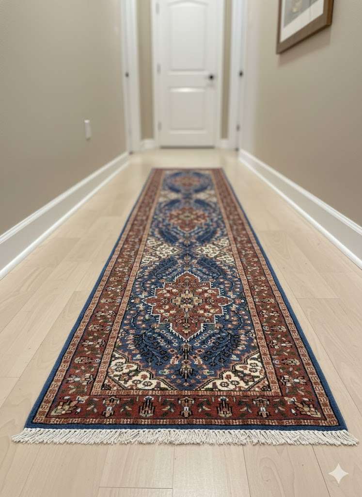 Blue Persian Hand Knotted Runner Wool Carpet - 2.5FT X 10FT | 75CM X 300CM - Image 2