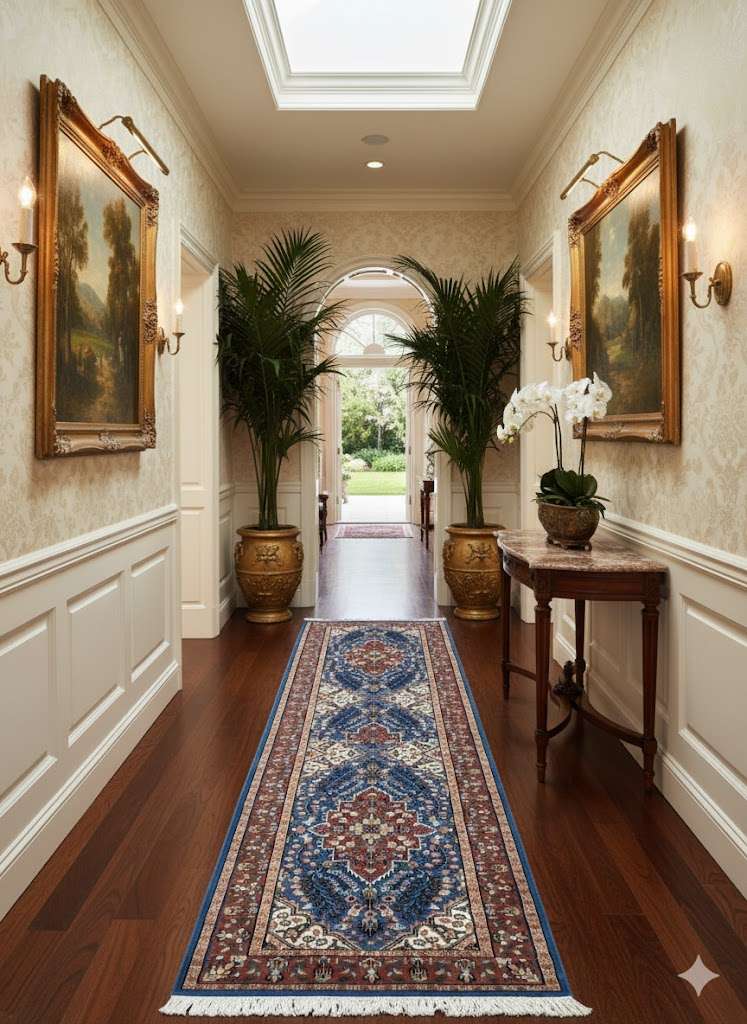 Blue Persian Hand Knotted Runner Wool Carpet - 2.5FT X 10FT | 75CM X 300CM - Image 2