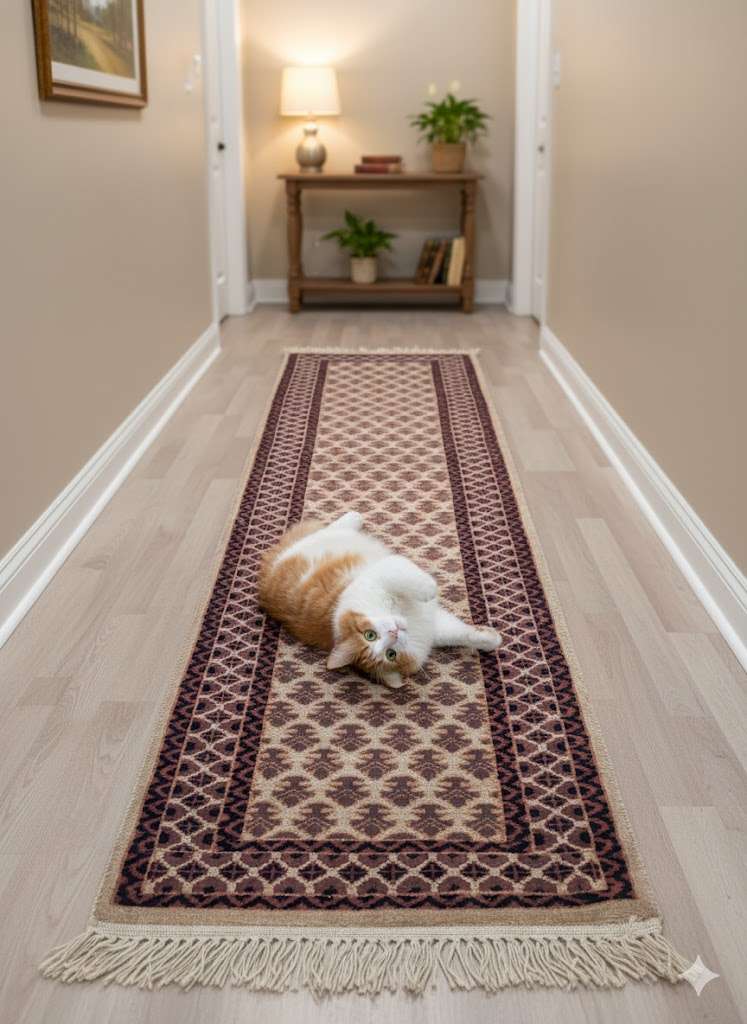 Beige Baby Elephant Foot Print Hand Knotted Runner Wool Carpet - 2FT X 6FT | 60CM X 180CM - Image 2